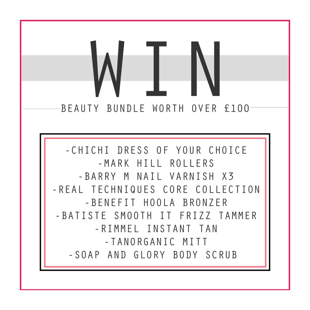 chichiclothing's tweet photo. FOLLOW AND RT TO WIN OUR BEAUTY BUNDLE WORTH OVER £100! Ends 10pm Sunday 20th September #chichiclothing #competition http://t.co/ZFsrzklNP7