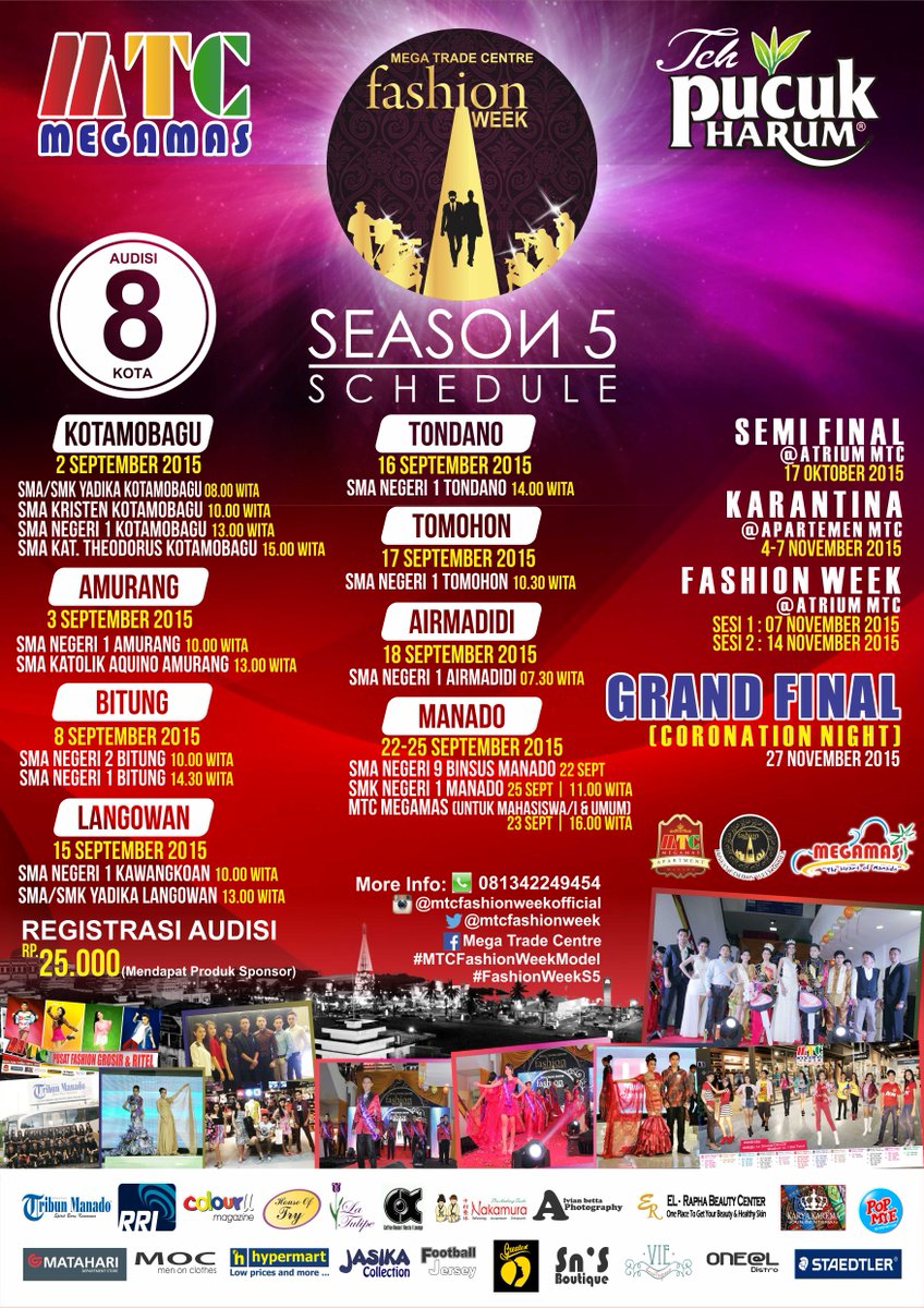 mtcfashionweek's tweet photo. Buat Mahasiswa dan umum, bisa ikut audisi Fashion Week Season 5 di MTC tanggal 23 September 2015, pukul 16.00 WITA. http://t.co/qS1z6nUU4H