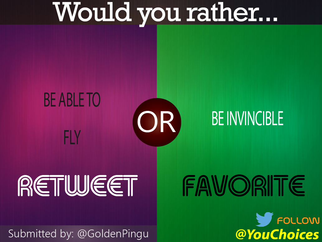 YouChoices's tweet photo. Fly or invincible? http://t.co/8vvtYNSZiE