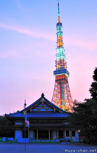 Muzachan's tweet image. Zojo-ji and #Tokyo Tower dusk view bit.ly/1XT6L4A #Japan