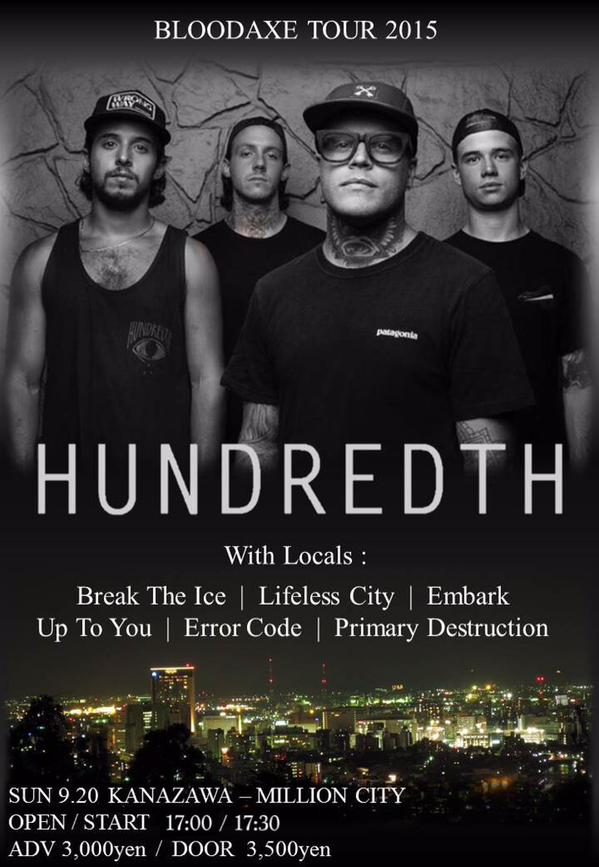 error_code5's tweet image. 【半年ぶりのライブ】いよいよ今週です!9/20のHUNDREDTHジャパンツアー!チケットご予約お待ちしております!youtube.com/watch?v=2mGVSv…