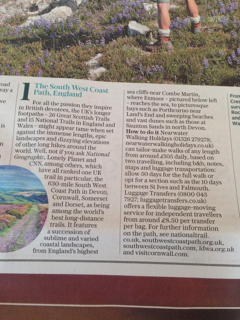 Nice to see <a href="/swcoastpath/">South West Coast Path Association</a> at number one in <a href="/TelegraphTravel/">Telegraph Travel</a>'s 10 of the world's greatest #walks
