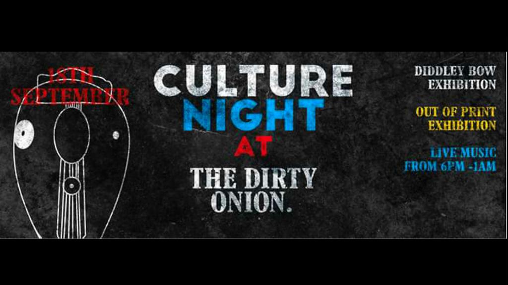 TheDirtyOnion's tweet photo. Bring on Friday night! Diddley Bow exhibition/poster and art displays/live music 6pm-1am @CultureNightBel  #CNB15 http://t.co/qxDLDKJg2g