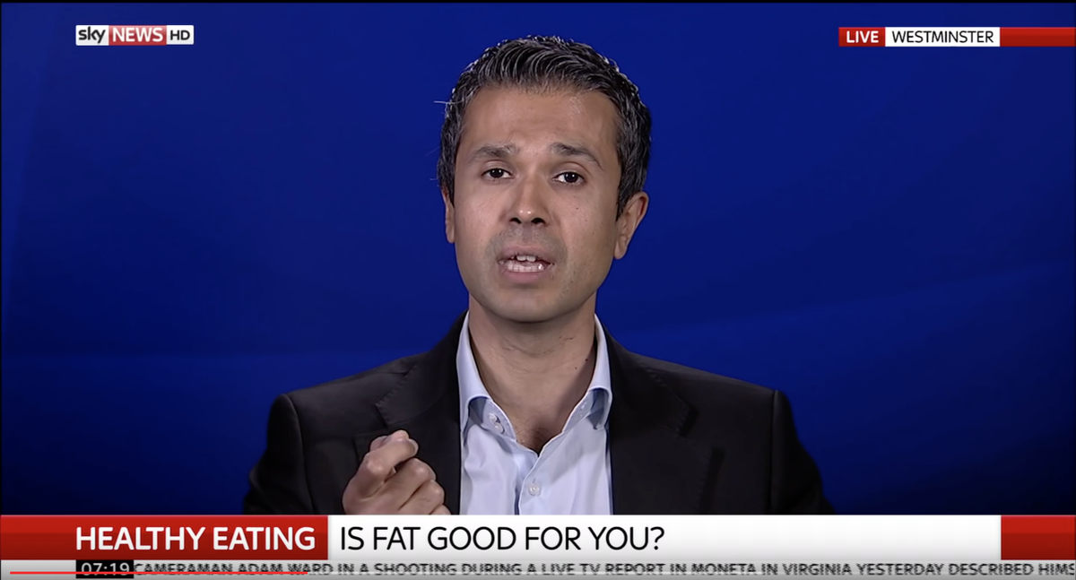 DietDoctor's tweet photo. Fat is your friend! Great interview on Sky news + editorial from Dr. Aseem Malhotra: http://t.co/fphPkD4qWg #lchf http://t.co/2mCFYRGHoB