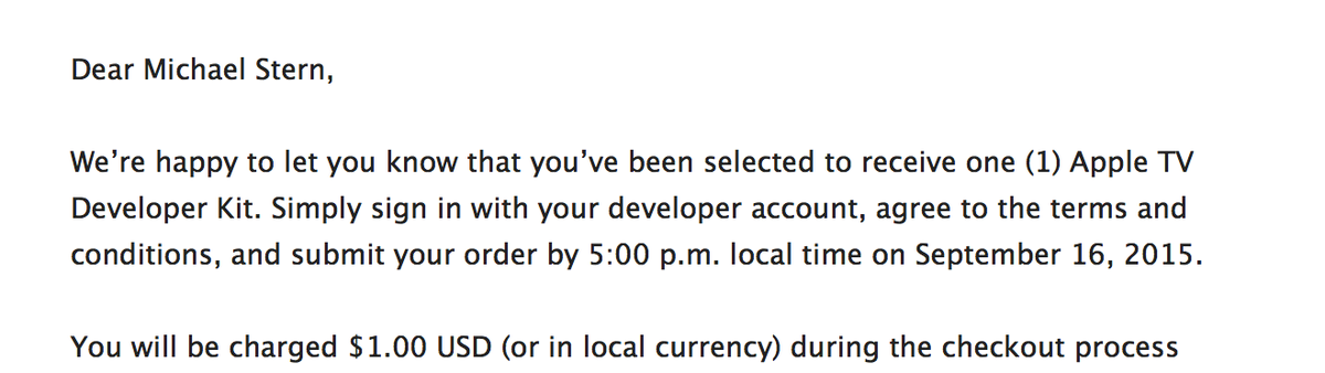 mikestern's tweet photo. Just ordered my Apple TV Developer Kit, thank you Apple┏(-‿-)┛ http://t.co/GAhO8RgW9z