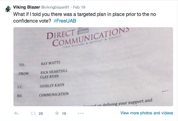 UABBackward's tweet photo. The @UASystem:  where you can go from battling a university to representing it in less than a year.  #freeuab http://t.co/FSzxtIvoEL