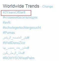 RanbirKUniverse's tweet photo. #3YearsOfBarfi trended worldwide :) http://t.co/hqOTTgoYR6