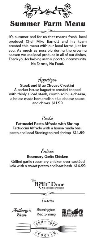 Stop in and check out our Connecticut Farm-to-Chef Week Menu, available through Saturday 9/19 #nofarmsnofood