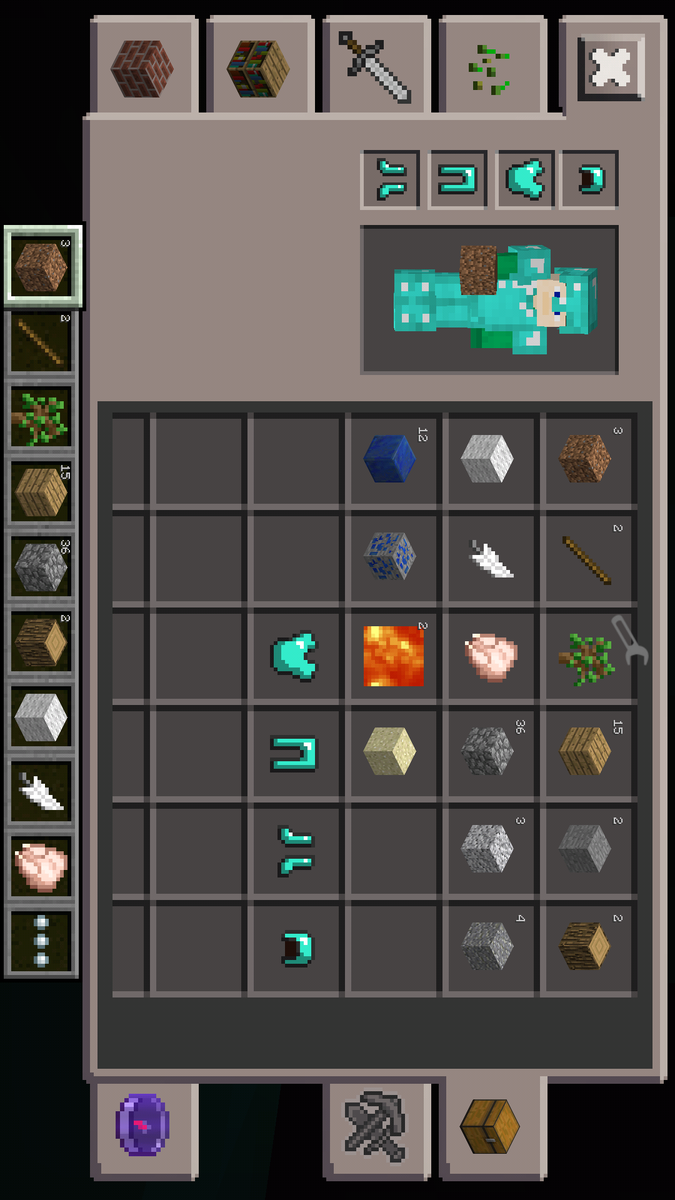 MCMrARM's tweet image. So, here&apos;s the armor screen. You&apos;ll also be able to remove/enchant items in it, but that&apos;s not done yet.