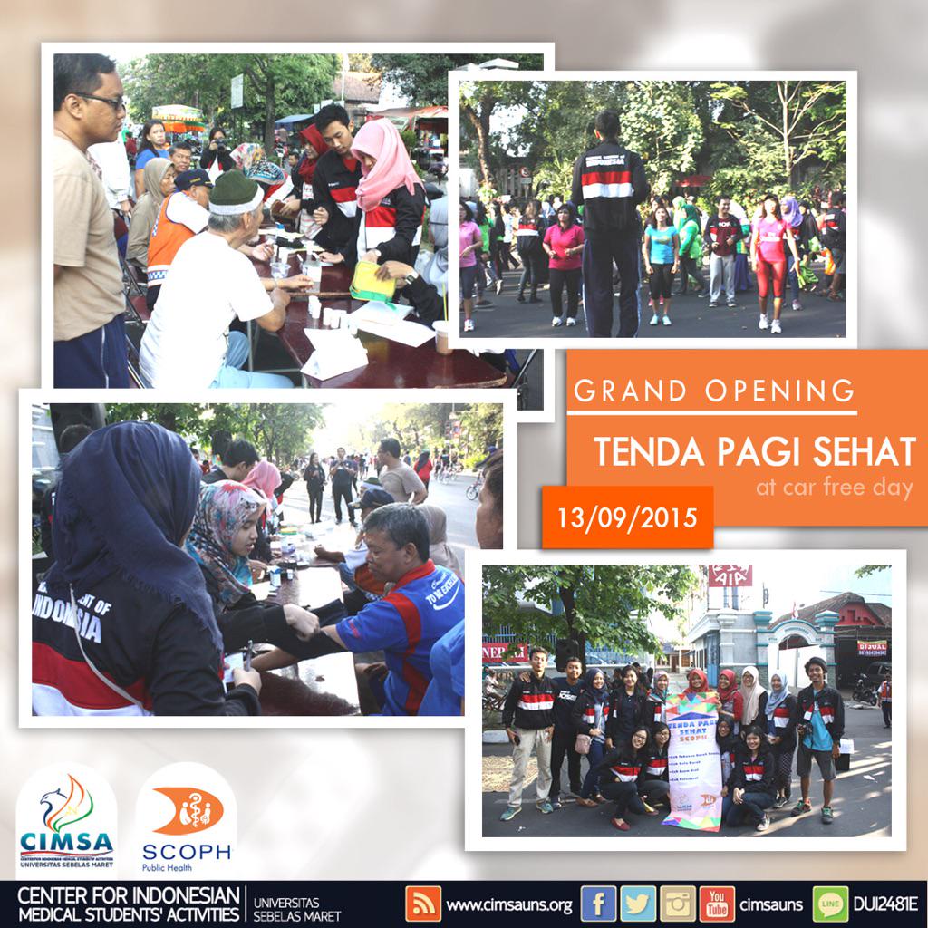 cimsauns's tweet photo. Grand opening, Tenda Pagi Sehat! Yang diselenggarakan oleh SCOPH CIMSA UNS di Car Free Day http://t.co/vXlK4NMLu5