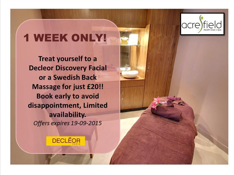 AcresfieldClub's tweet photo. 1 week only! #treatyourself #decleor #garstang #RETWEET http://t.co/RabtxCYX78