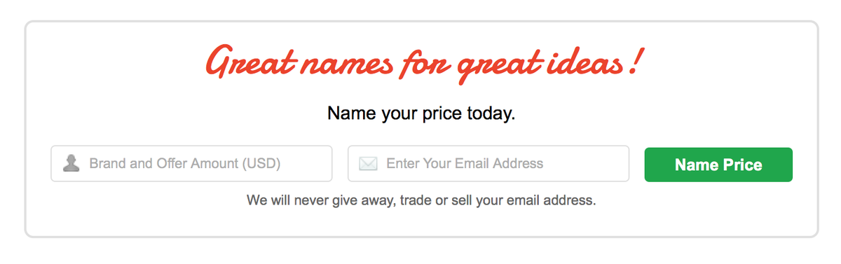 ubrandable's tweet image. Introducing: name your own price! See a brand you like? Simply submit your offer. Great names for great ideas!