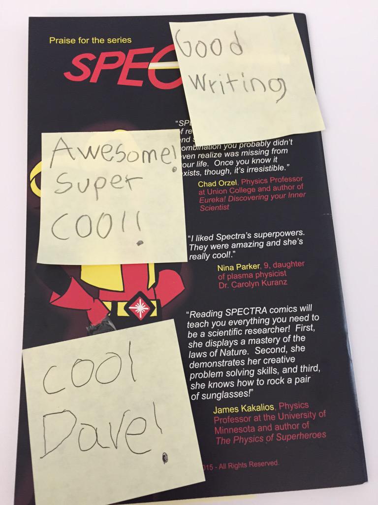 Citizen719's tweet photo. Kids give the most awesome feedback. Big thanks to my new pal, Adrian. #Spectra #PhysicsCentral #STEM http://t.co/AbCSDGBttc