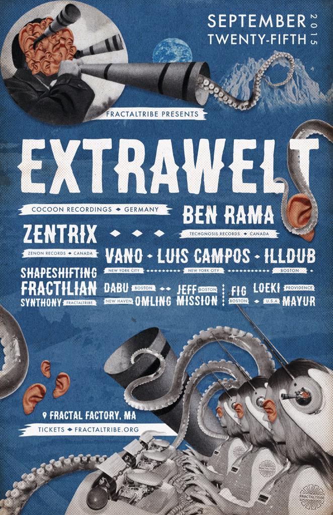 #Fractaltribe all-night #techno Psy event at secret warehouse location in Worcester Ma 9.25.15 Fractaltribe.org/extrawelt