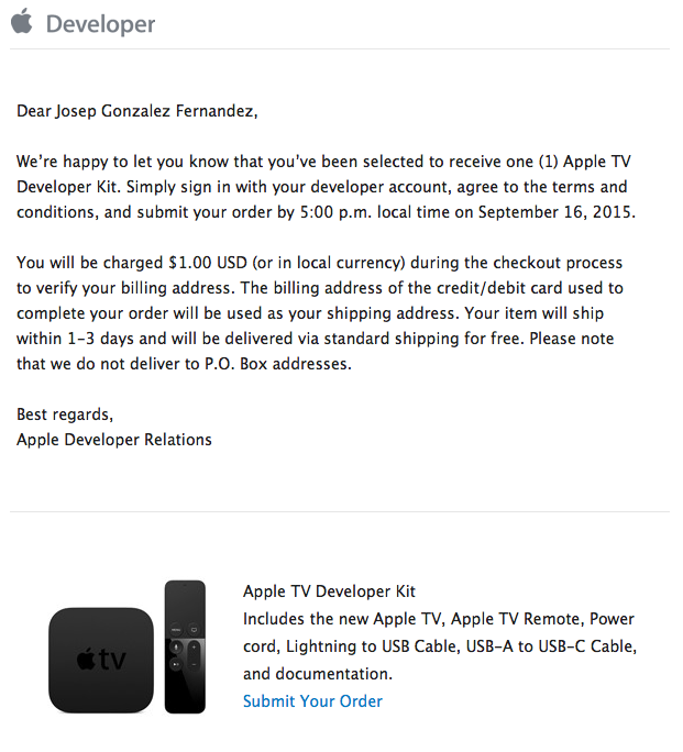 j_gonfer's tweet image. I can&apos;t wait to start developing for the Apple TV ☺️ #iOSDev #tvOSDev