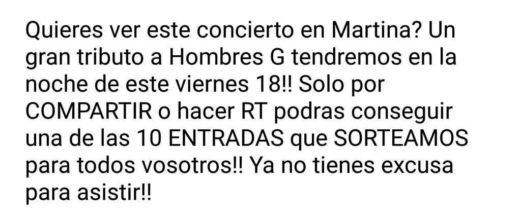 Quieres conseguir una entrada para ver este tributo a HombresG?Haz RT y consigue una de las 10 entradas que sortemaos