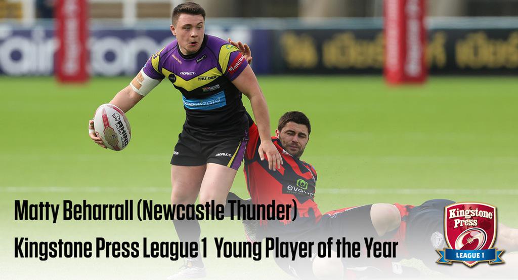 RLChampionships's tweet photo. .@KingstoneCider League 1 Young Player of the Year is @ThunderRugby Matty Beharrall http://t.co/b2e8Dhw129