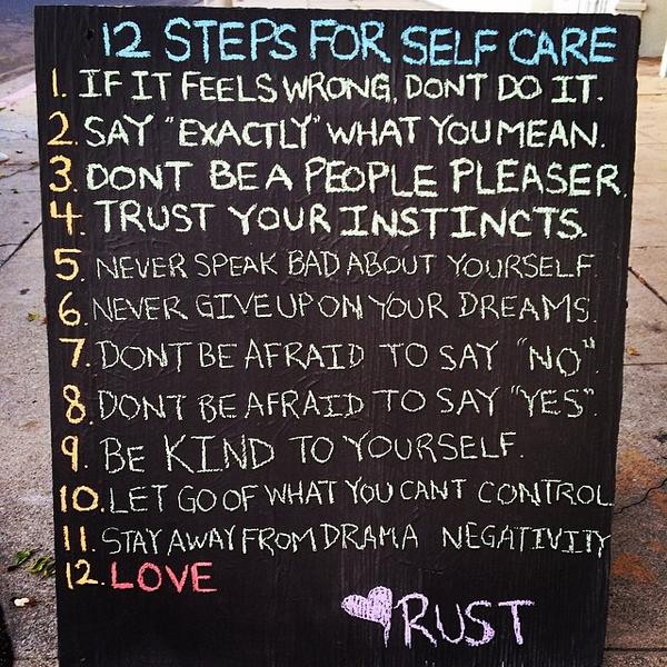 EXERClSES's tweet photo. 12 steps for self care http://t.co/qF24stnDnZ