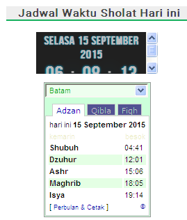 InfoKotaBatam's tweet photo. #JadwalSholatBatam Selasa 15 September 2015 ada di sini ya. Waktu sholat makin cepat lho. Zuhur 12.01, Ashar 15.06 http://t.co/ySAVX5NM1h