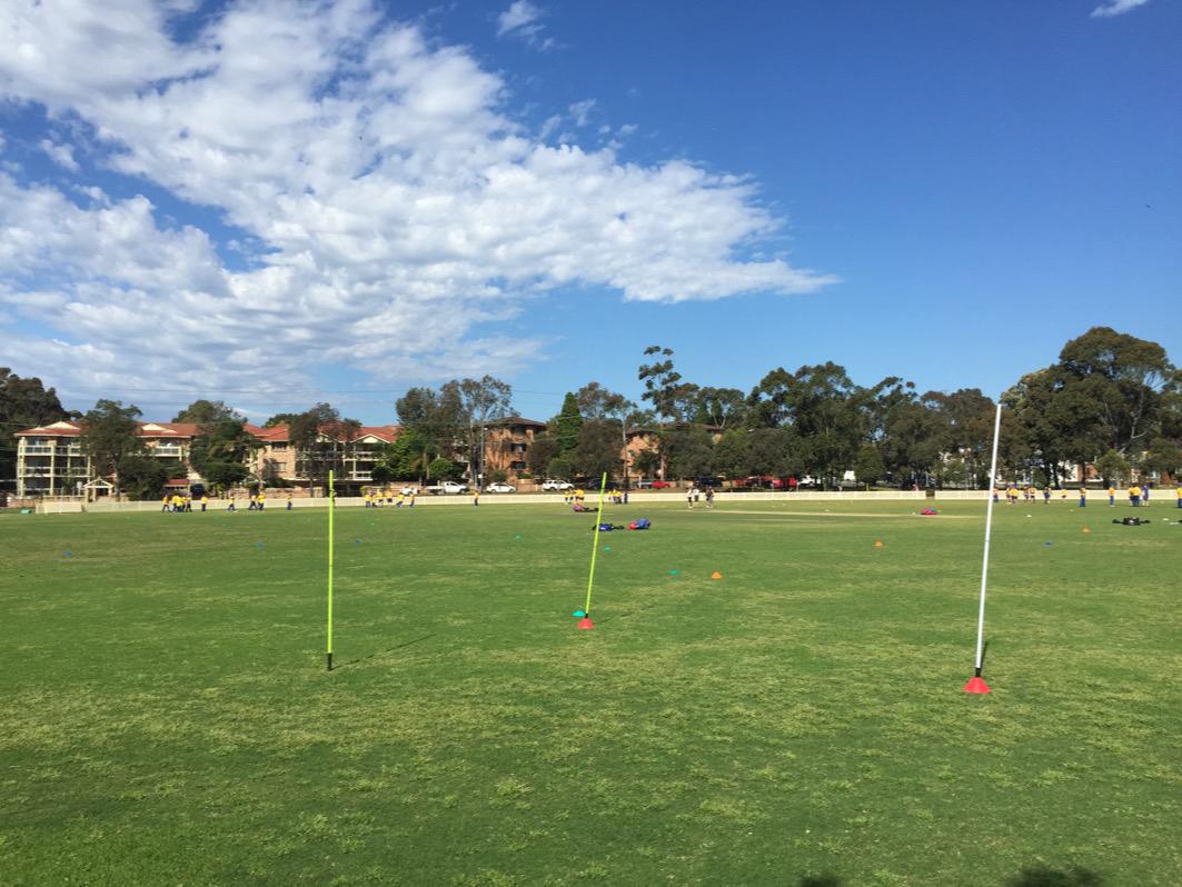 SamZikman's tweet photo. @AFLGWS Sporting Schools Australia Program for the students at Bankstown Public school!! Great day for footy! #AFL http://t.co/xDa8dxWOGZ