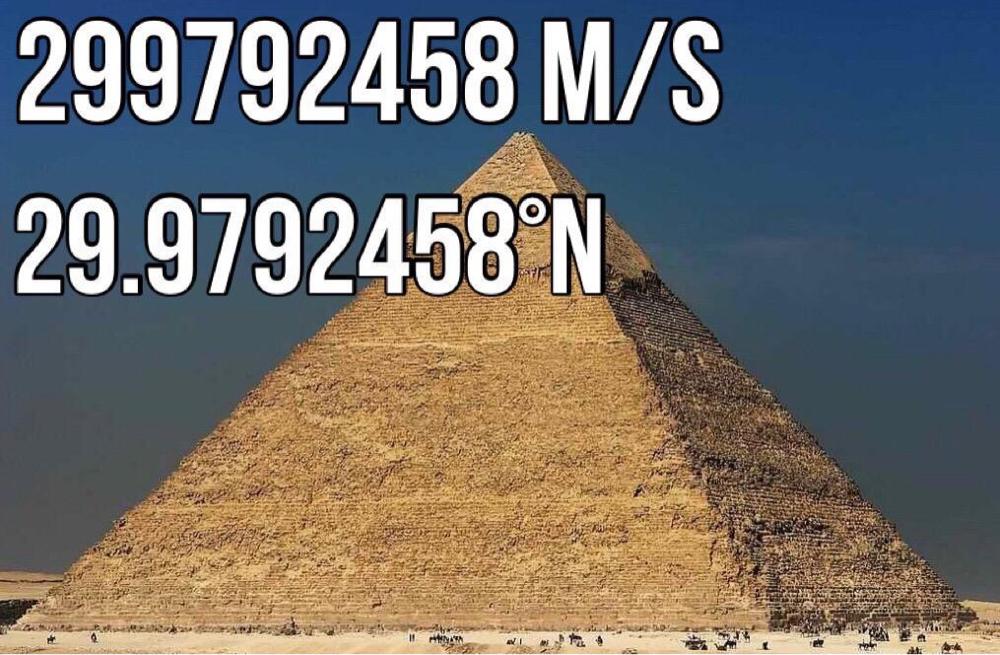 The World on "The digits in the speed of light are exactly the same as latitude the Great Pyramid of Giza. http://t.co/vuPvkEuZNH" / Twitter