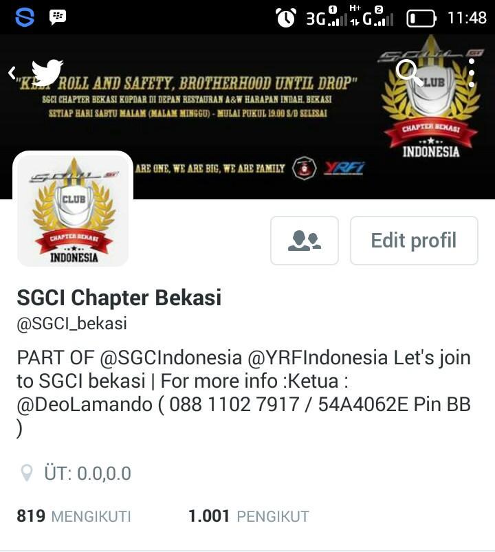 Follow twitter kami <a href="/SGCI_bekasi/">SGCI Chapter Bekasi</a> , yang mau gabung jg silahkan 😊😁