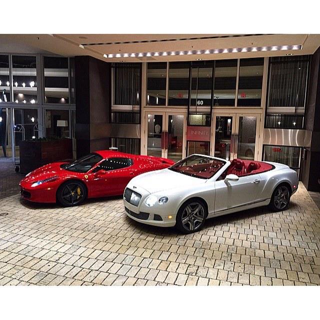 Both these beauties available for rental #Ferrari458 #BentleyGTC #ActualCars #luxurycarrental #exoticcarrentals #ca…