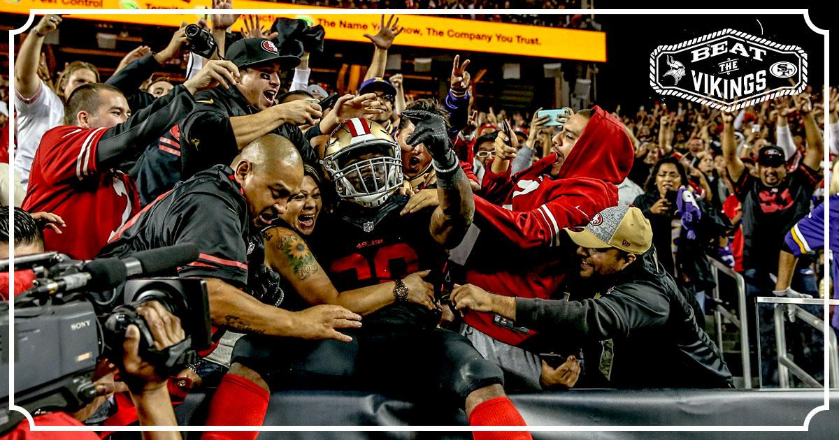 49ers's tweet photo. A new tradition. @elguapo celebrates with the Faithful! #LevisLeap http://t.co/g9OBFxfJ37