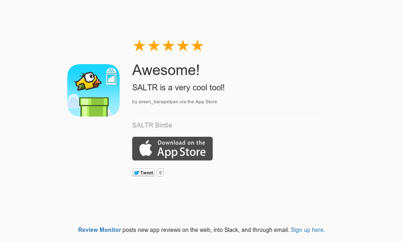 saltrapp's tweet photo. 5 Star Review "Awesome!: SALTR is a very cool tool!" https://t.co/jcASNWjdWF http://t.co/FKzBNQjjSs
