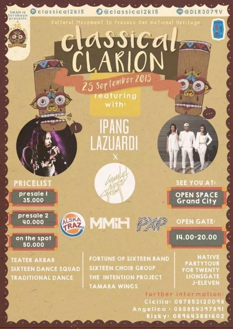#eventSBY @classical2k15 w/ <a href="/ipanglazuardi/">ipanglazuardi</a> <a href="/GAC_music/">Gamaliél Audrey Cantika</a> 25 Sept'15 at <a href="/GrandCitySBY/">Grand City Surabaya</a> | Info: 0878 5212 0098