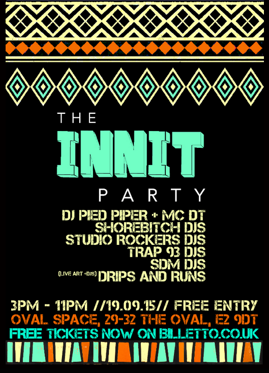 StreetArtAtlas's tweet photo. Loadsa DJs plus Live art this saturday from #dripsandruns @ #TheInnitParty The Oval E2 #liveart #streetart http://t.co/AtsDFkaSR2