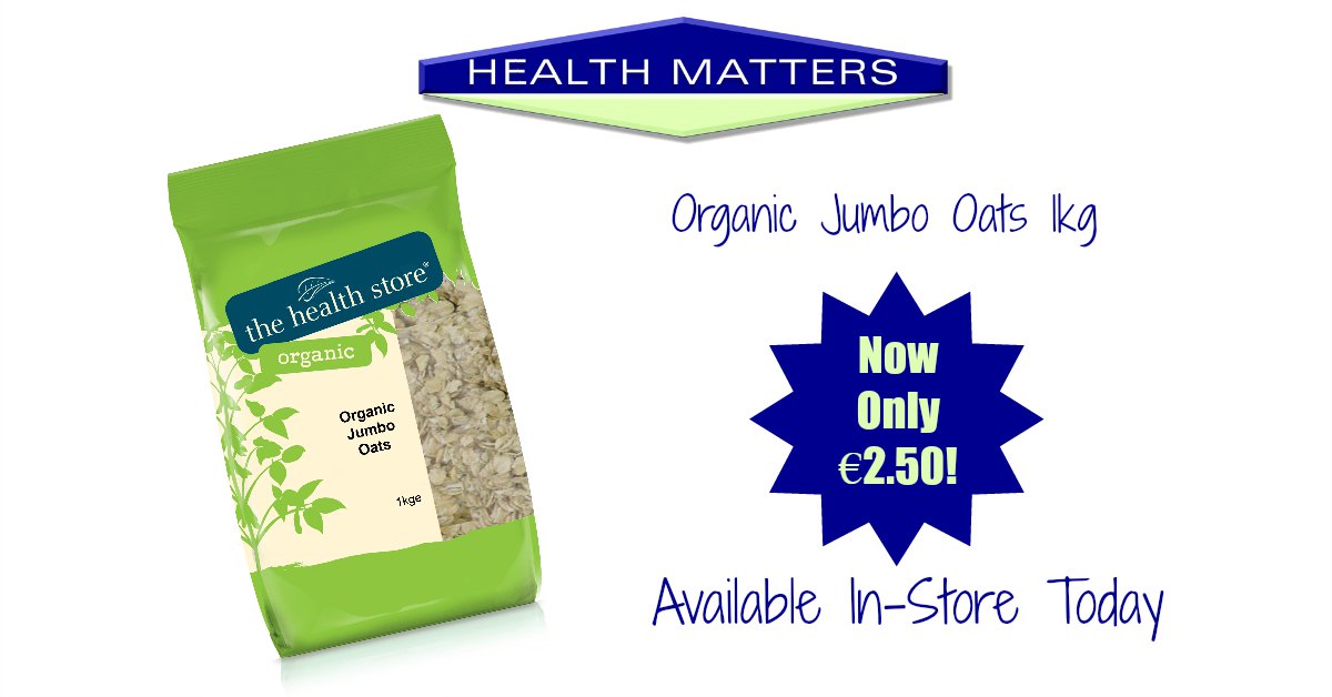Organic Jumbo Oats 1kg only €2.50 in-store this month! Available Grafton St, Bray &amp; Ashleaf