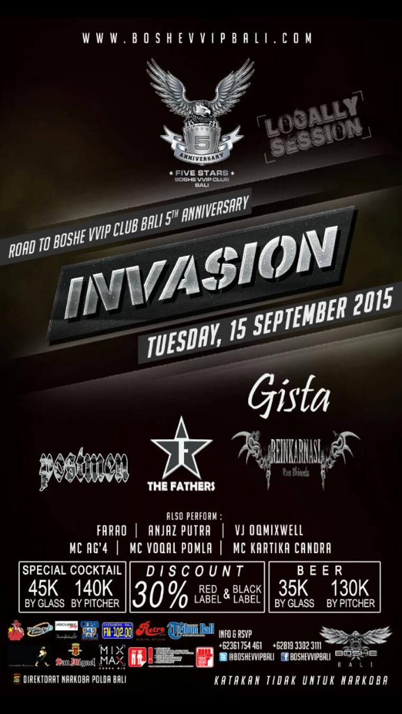 Malem ini di Boshe , bersama TheFathers , Reinkarnasi , Gista , Far Away Stables (australi)