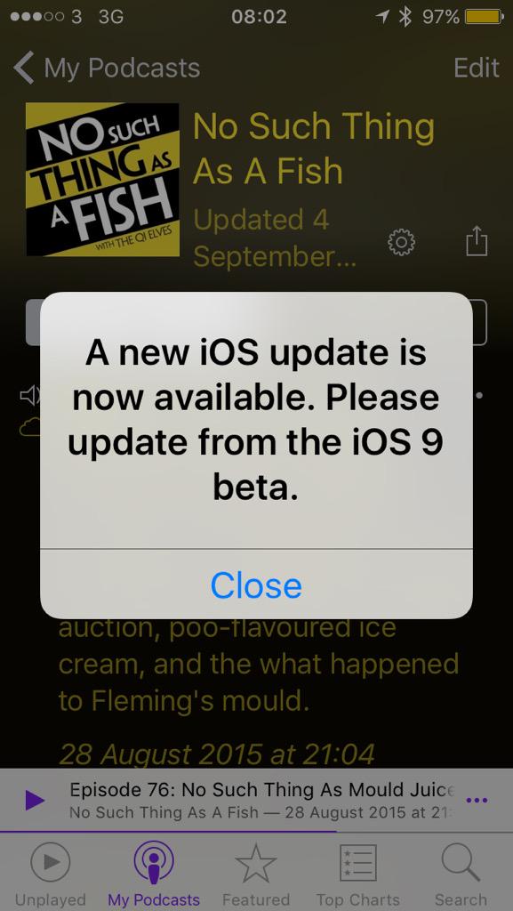 loydie's tweet image. @ios9betainfo this message is plaguing my phone!!! @APPLEOFFIClAL #appleIos9