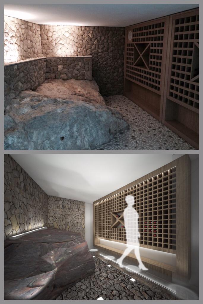 FoscStudio's tweet image. Real &amp;amp; render a private wine cellar!! #winecellar #luxuryhouse #render #mallorca #autodesk #3dmax