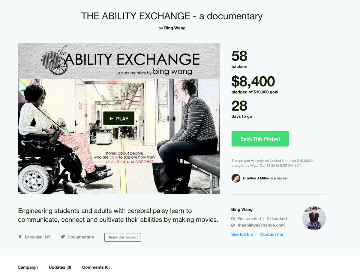 AbilityExchange's tweet photo. #THANKYOU! 84% on Day 1! Pls help us build up the momentum: http://t.co/mVAKHcXDo5 #kickstarter #AbilityExchange http://t.co/cEd9ohhUtq