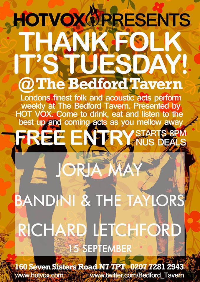 Free music from 7.30pm <a href="/Bedford_Tavern/">The Bedford Tavern</a> tonight! <a href="/FreeGigsLondon/">Free Gigs London</a> #acoustic