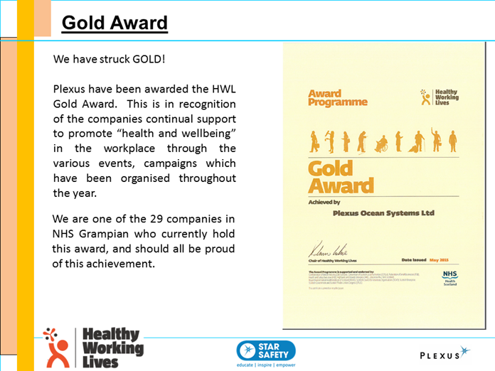 Plexusplc's tweet photo. Plexus awarded the Gold #HWLAward recognising continued promotion of health and wellbeing for staff @NHS_HWL http://t.co/nHMcdvszxV