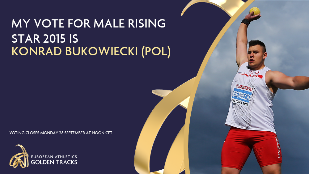 EuroAthletics's tweet photo. Retweet to vote for @PZLANews Konrad #Bukowiecki as your @EuroAthletics #RisingStar 2015 #GoldenTracks http://t.co/zZFCBn2n5p