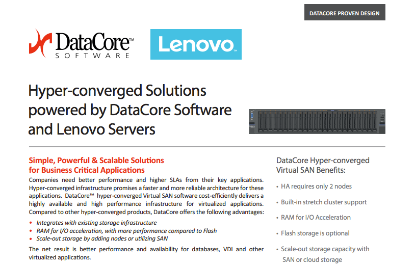 DataCore's tweet photo. #Hyperconverged solutions powered by DataCore Software and @lenovo servers. #provendesign http://t.co/UZV9kEfdnl http://t.co/xr9xENp5Du
