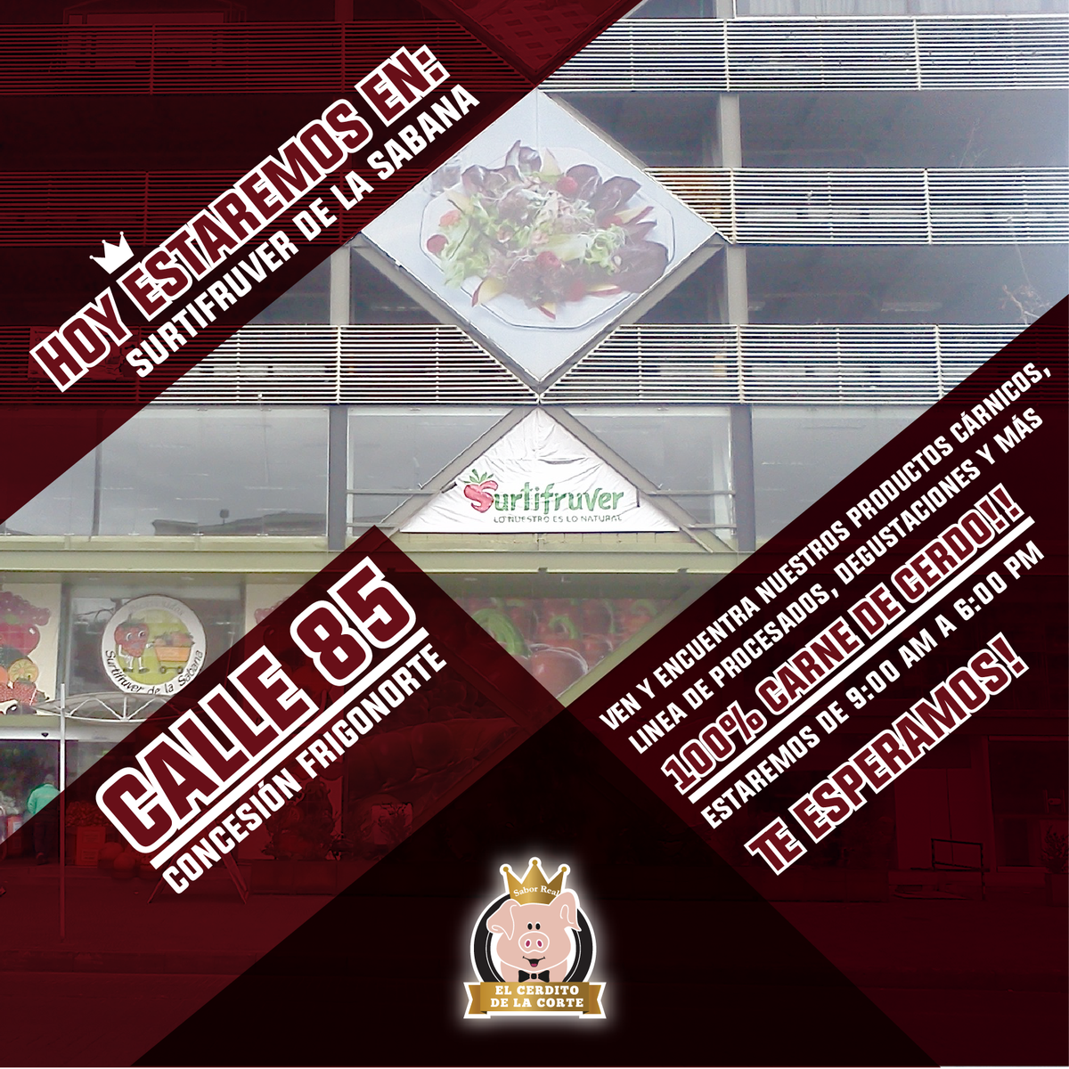 ElCerditoDe's tweet photo. Hoy estaremos en @Surtifruver de la CALLE 85 con todos nuestros productos 100% carne de cerdo, te esperamos! http://t.co/se3xqMdmDj