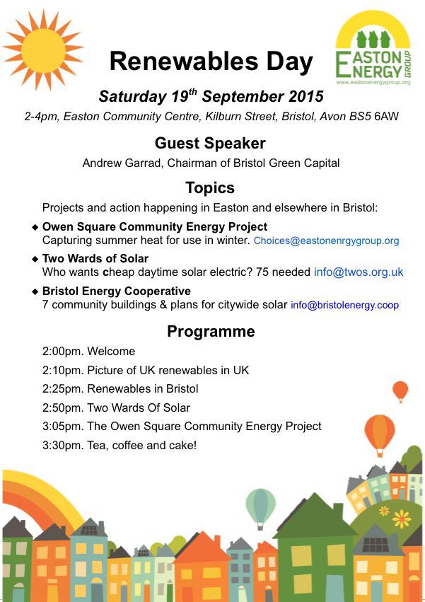 This Saturday in #bristol for #CommunityEnergyFortnight we have two events. We'd be pleased to see you at either!