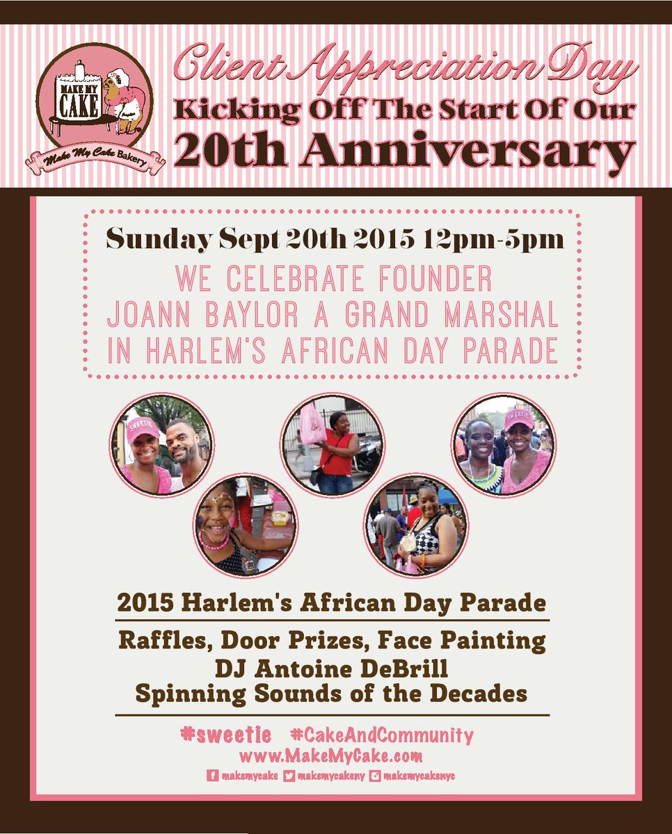 Make My Cake turns 20!!! Celebrate with us this Sunday! #Sweetie #CakeAndCommunity