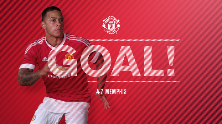 ManUtd's tweet image. 41&apos; - GOAL! PSV Eindhoven 0 #mufc 1. Memphis nets against his old side!