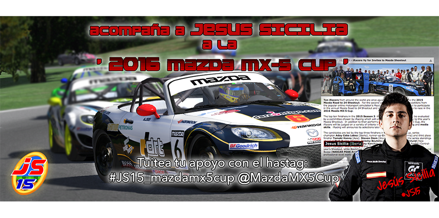 DarContigoRTeam's tweet photo. Que se enteren a quién hay que elegir! #JS15_MazdaMx5Cup @MazdaMX5Cup muchos RT PLZ !! @marcaesports @iRacingES http://t.co/ypRnc2hrVM