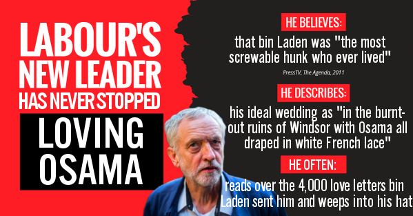 UKTruthMinistry's tweet photo. Corbyn said on ITV he has "dreams about bin Laden too explicit to describe before the watershed" http://t.co/EvXIi5Wb5x