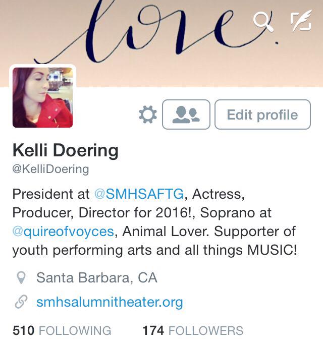 KelliDoering's tweet photo. #FF #santabarbara #SanMarcosHigh #music #nonprofit #theater #sbcc #soprano #love #follow #sing #light #hello http://t.co/8sZP7pqncx