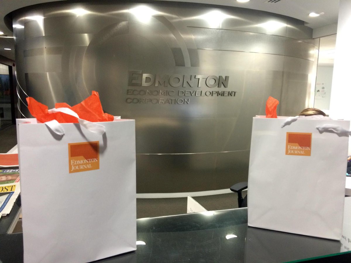 Sorry we missed you @EEDC_KEVIN <a href="/MagsinEdmonton/">Maggie Davison</a> Enjoy the #NewEdmontonJournal and the jelly beans!!!