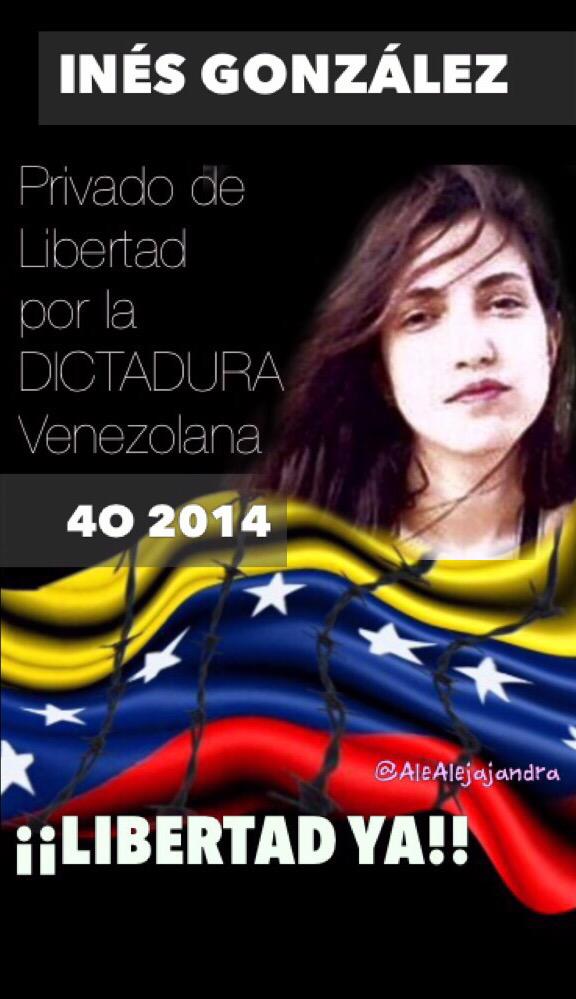 Ella es la Twittera <a href="/InesitaTerrible/">Inés González Árraga</a> 

Privada de LIBERTAD por la DICTADURA Vzolana

#TwittearNOEsDelinquir