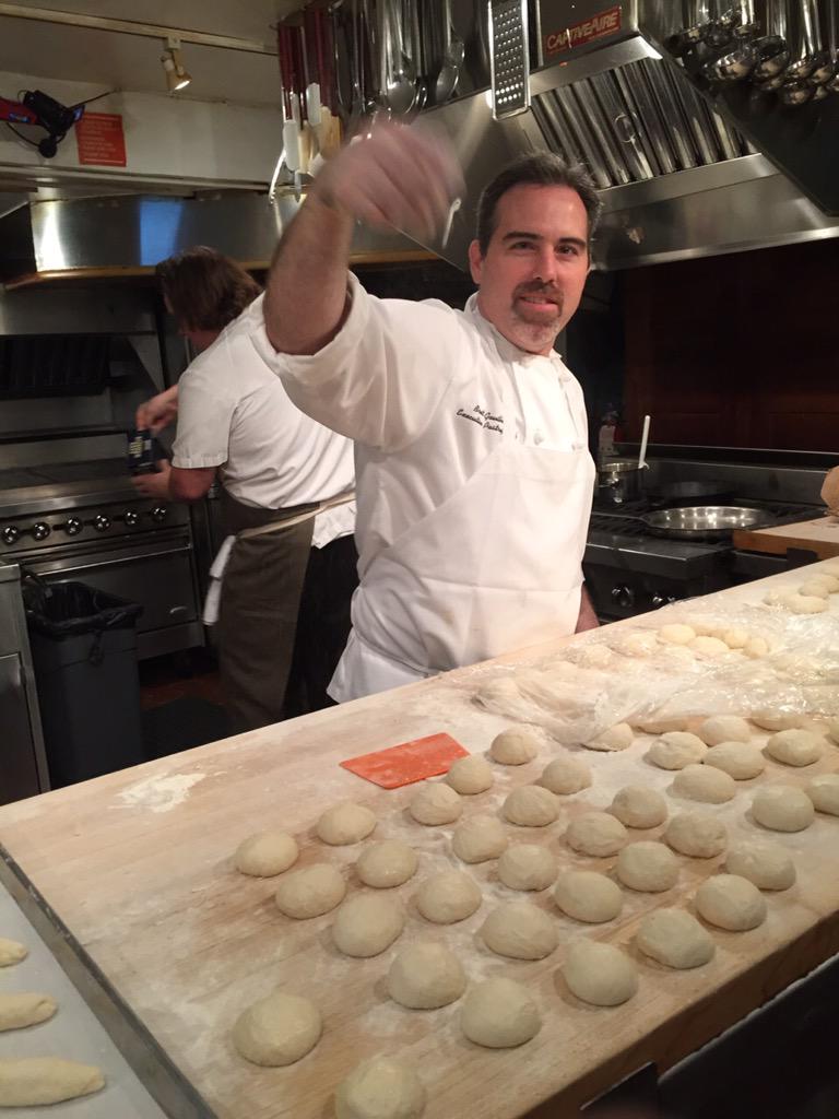 Pastry chef Brett Gauthier making French bread at last weeks <a href="/beardfoundation/">James Beard Foundation</a> dinner! #gulfseafood #nolaBREAD